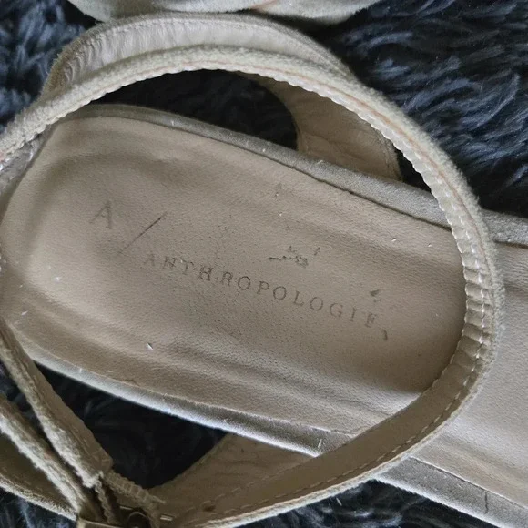 Anthropologie | Beige Ankle Strap Sandals Sz 10 - Picture 3 of 5